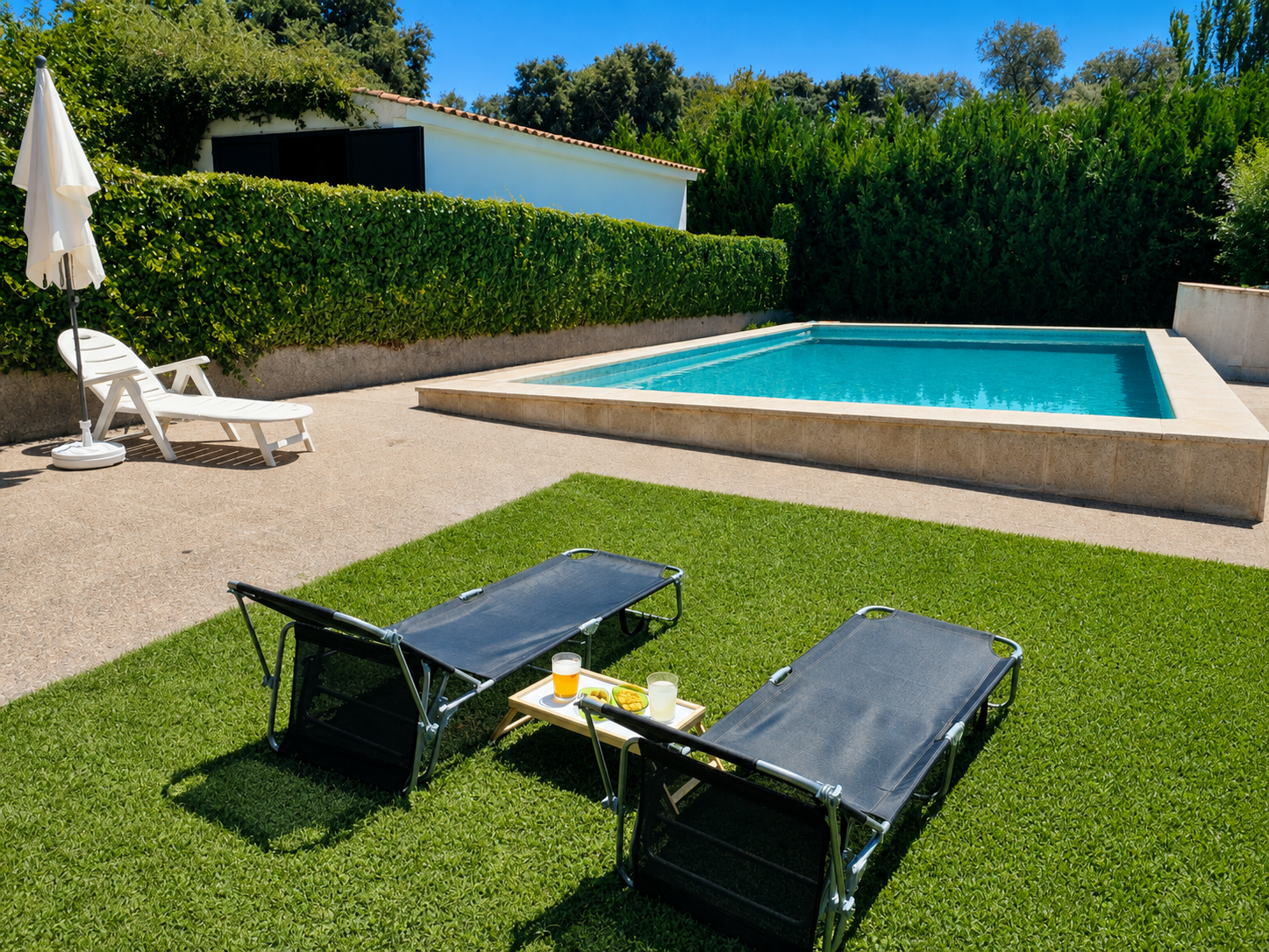 Loungers beside the pool